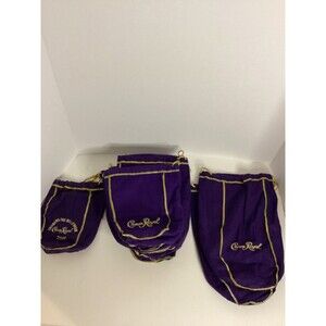 Crown Royal Purple Bags with Gold Draw String x 14 all sizes